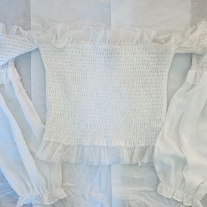 Forever 21 Smocked Ruffled Off-the-Shoulder Top